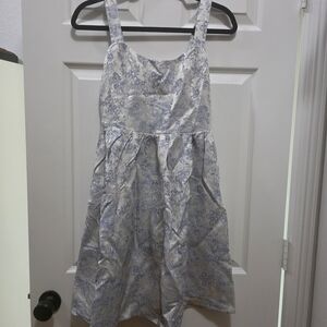 Womens Floral Blue and White Babydoll Dress